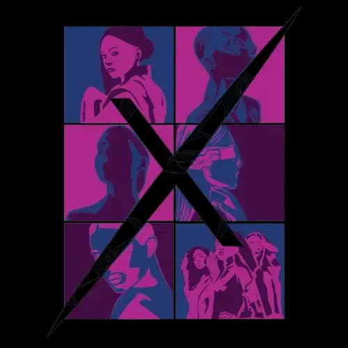 A stylized pop-art vector illustration of female faces featuring high-contrast color separation, optimized for custom streetwear and screen printing.
